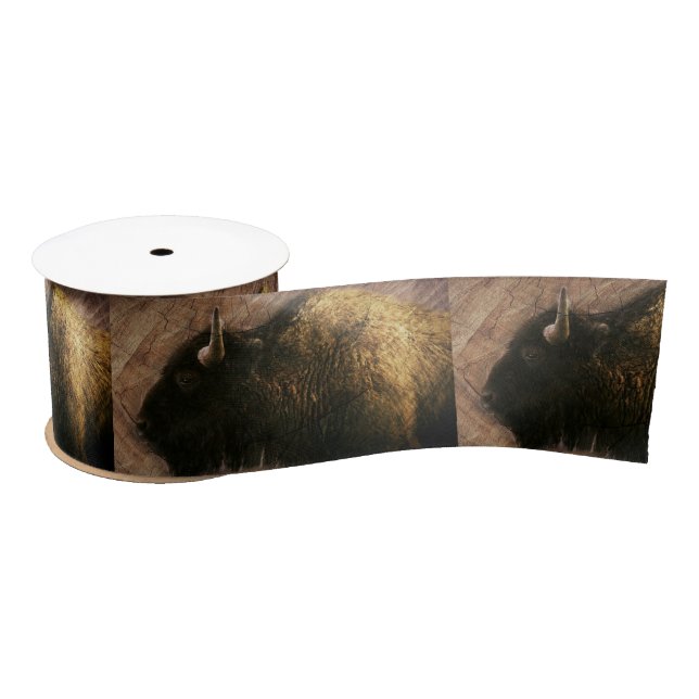 Wood Bison Buffalo Satin Ribbon (Spool)