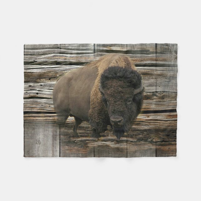 Wood Bison Fleece Blanket (Front (Horizontal))