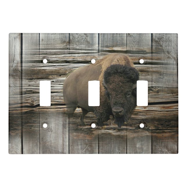 Wood Bison Light Switch Cover (Front)