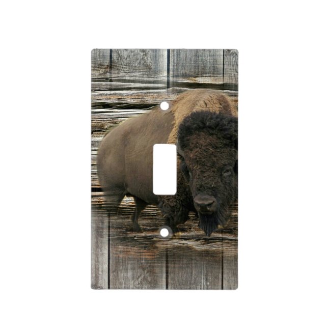 Wood Bison Light Switch Cover (Front)