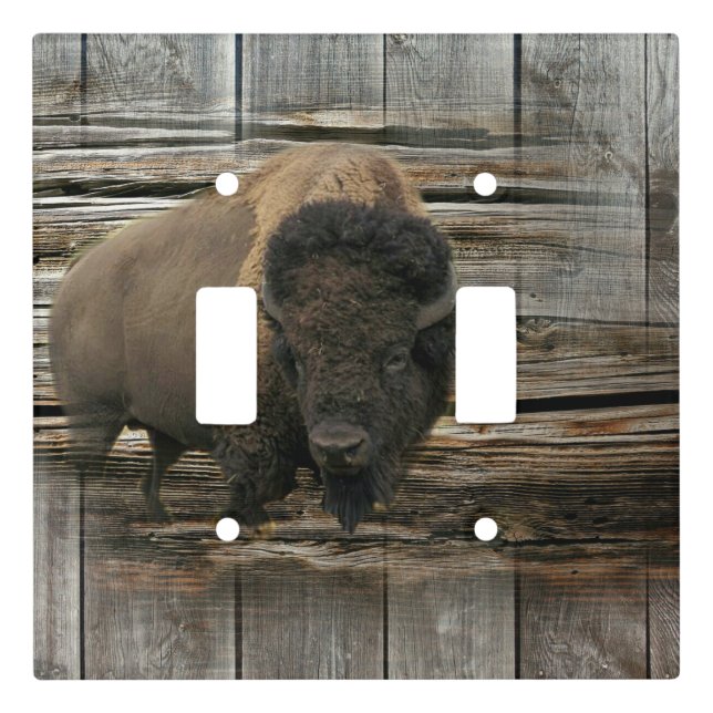 Wood Bison Light Switch Cover (Front)