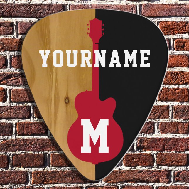 Wood / black cool personalized guitar pick (Creator Uploaded)