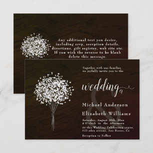 Wood Black & White  Romantic Calligraphy wedding I Invitation