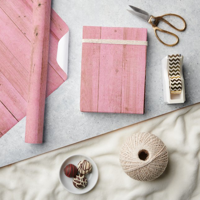 Wood bleached pink colored woodgrain girls wrapping paper (Crafts)