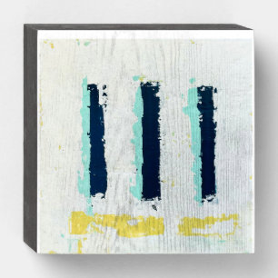 Wood block original beachy art wooden box sign