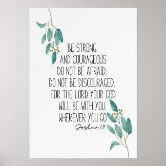 Wood block stand with Christian Print - Joshua 1:9