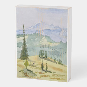 Wood Block Watercolor- Mount Rainier Wooden Box Sign