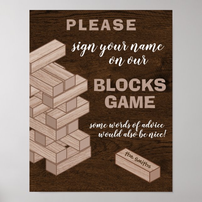 Wood Blocks Wedding Guestbook Sign Guest Book Game (Front)