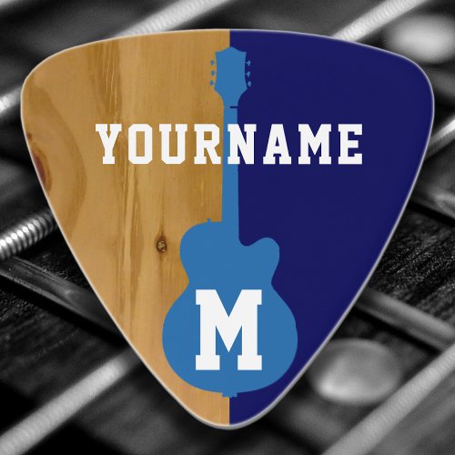 wood  blue cool personalized guitar pick
