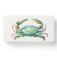 Wood Blue Crab Sign