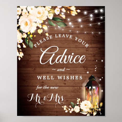 Wood  Blush Roses Advice and Well Wishes Sign