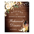 Wood & Blush Roses Floral Rehearsal Dinner Sign