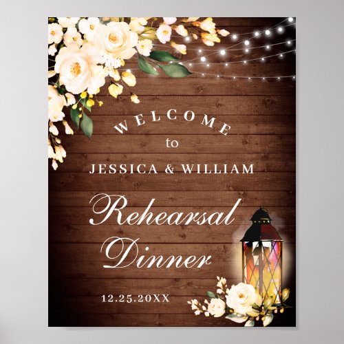 Wood  Blush Roses  Floral Rehearsal Dinner Sign