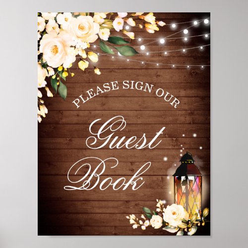 Wood  Blush Roses Greenery Our Guestbook Sign