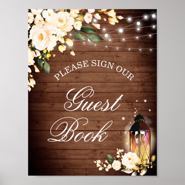 Wood & Blush Roses Greenery Our Guestbook Sign (Front)
