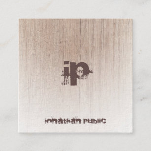 Wood Board Look Distressed Text Monogram Template Square Business Card