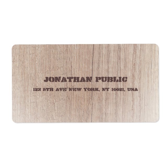 Wood Board Look Distressed Text Template Stylish Label (Front)