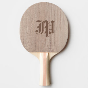 Wood Board Plank Look Old Script Monogram Template Ping Pong Paddle