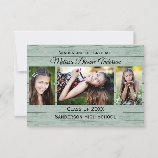 Wood Boards Background - 3x5  Graduation Party Invitation (Front)