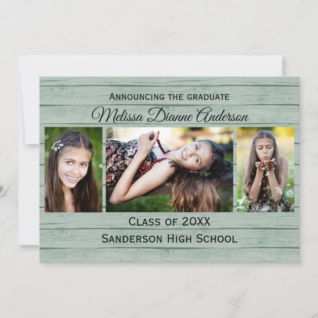 Wood Boards Background - Graduation Party Invitation (Front)