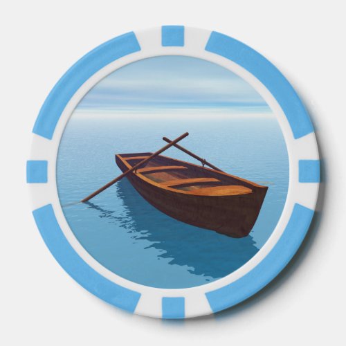 Wood boat on the water poker chips
