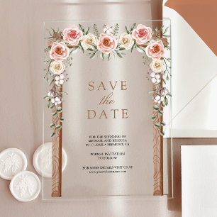 Wood Boho Floral Canopy Wedding Save the Date