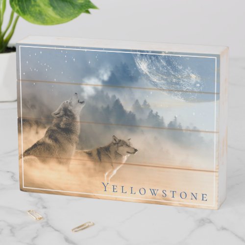 Wood Box Art_Yellowstone Native Wolves  Moon