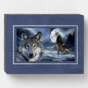 Wood Box Art-Yellowstone Wolf