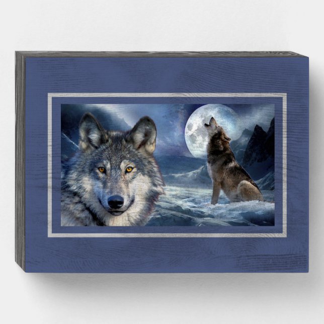 Wood Box Art-Yellowstone Wolf (Front Horizontal)