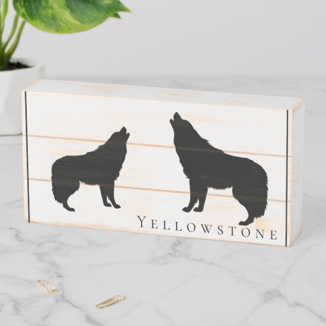 Wood Box Art-Yellowstone Wolf (In Situ Horizontal)