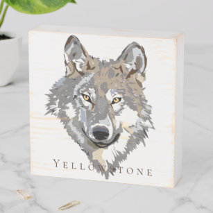 Wood Box Art-Yellowstone Wolf