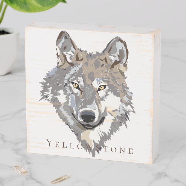 Wood Box Art-Yellowstone Wolf (In Situ Horizontal)