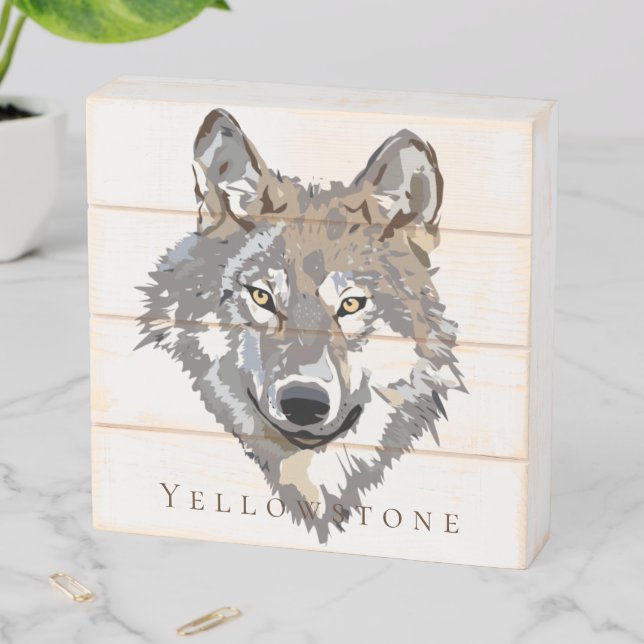 Wood Box Art-Yellowstone Wolf (In Situ Horizontal)