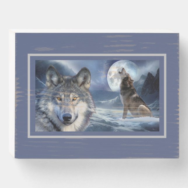 Wood Box Art-Yellowstone Wolf (Front Horizontal)