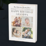 Wood Box Birthday Photo Collage for Grandpa<br><div class="desc">This charming Newspaper-Style wood photo block brings a fun, nostalgic twist to their birthday celebrations. Ideal for Grandad or any recipient, simply customize the name of your choosing! All text and images are fully customizable and easy for you to edit. Designed to resemble a vintage newspaper, it features personalized headlines...</div>