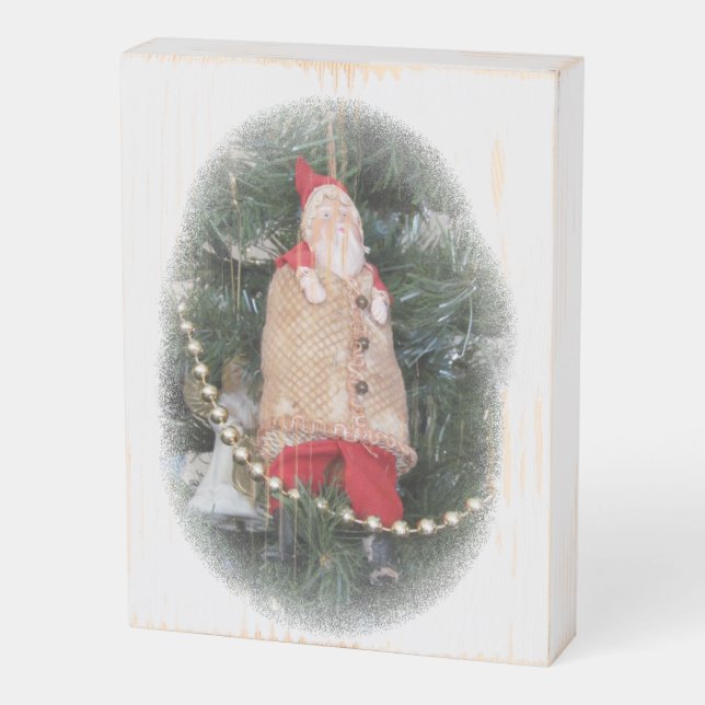 Wood Box Print - Antique Santa Ornament (Angled Vertical)
