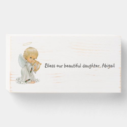 Wood Box Sign Angel Bless our Beautiful Daughter