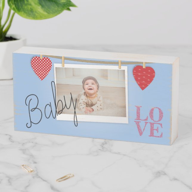 Wood Box Sign - Baby Love -Add Photo (In Situ Horizontal)