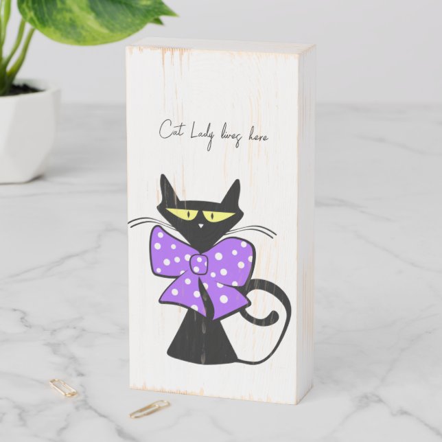 Wood Box Sign, Cat Lady Meow (In Situ Vertical)