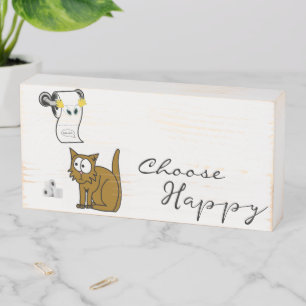 Wood Box Sign, Cat Toilet Paper Choose Happy
