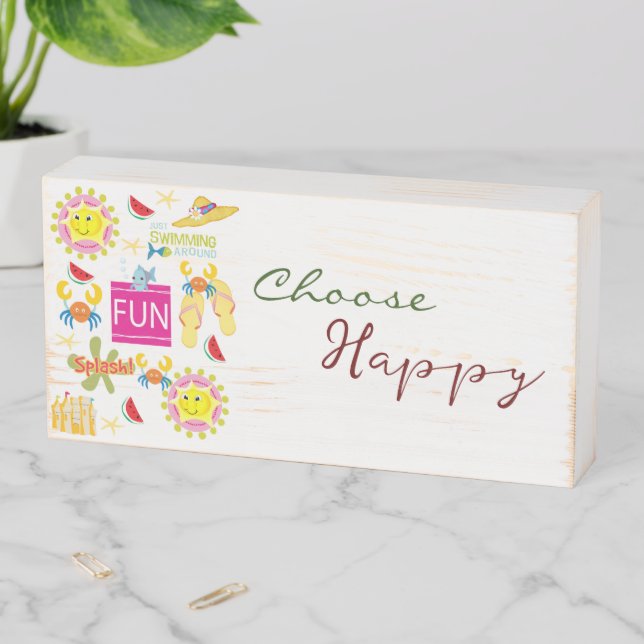 Wood Box Sign, Choose Happy Beach House (In Situ Horizontal)