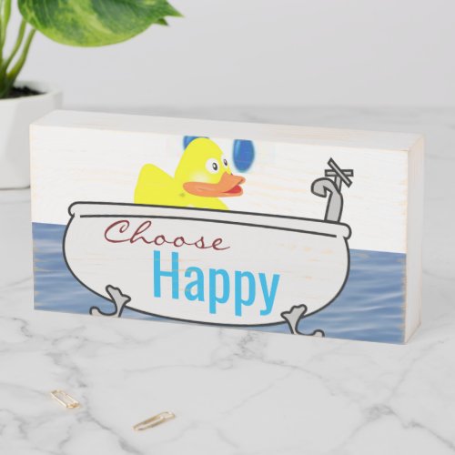 Wood Box Sign Duck Choose Happy Bath