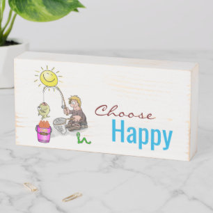 Wood Box Sign, Fishing Choose Happy Ocean