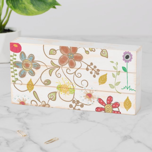 Wood Box Sign, Floral (In Situ Horizontal)