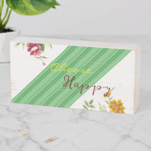Wood Box Sign, Floral Flowers Choose Happy 