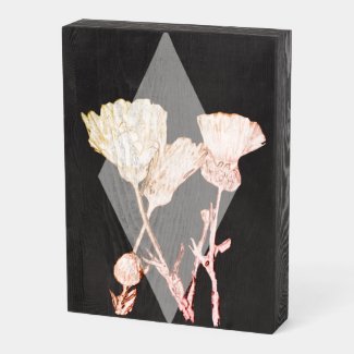 Wood Box Sign - Flowers in Sepia Tones