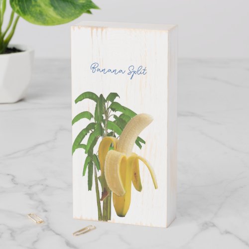 Wood Box Sign Fruit Tropical Banana Split 