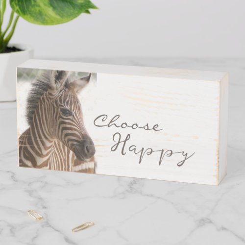 Wood Box Sign Giraffe Stripe Choose Happy 