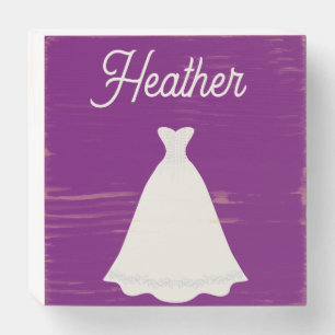 Wood Box Sign - Hers Bride Dress - Add Name