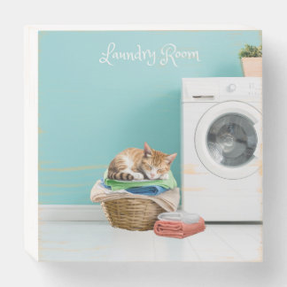 Wood Box Sign, Laundry Room With Cat